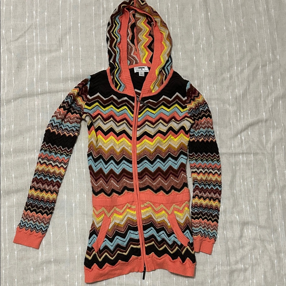 Missoni Multicolor Chevron Hooded Cardigan